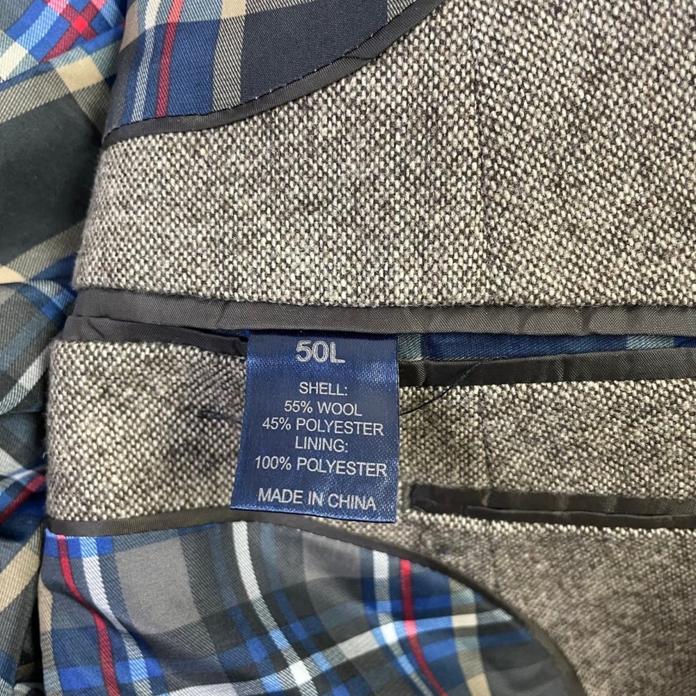 US Polo Assn Elbow Patch Tweed Jacket Blazer Mens Sz 50L Tan Hopsack Wool Blend - Picture 7 of 16
